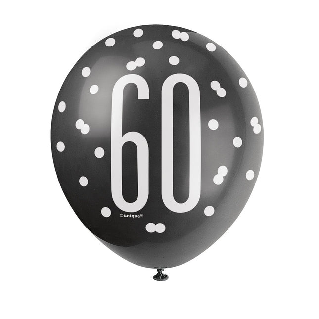 Globos 60 Años Lunares Negro 30cm 6pcs