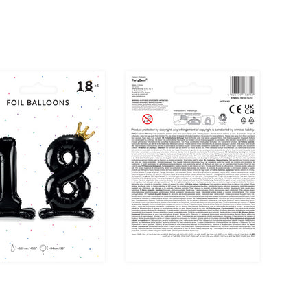 Globo Foil Figura 18 Negro Estándar Vacío 84cm