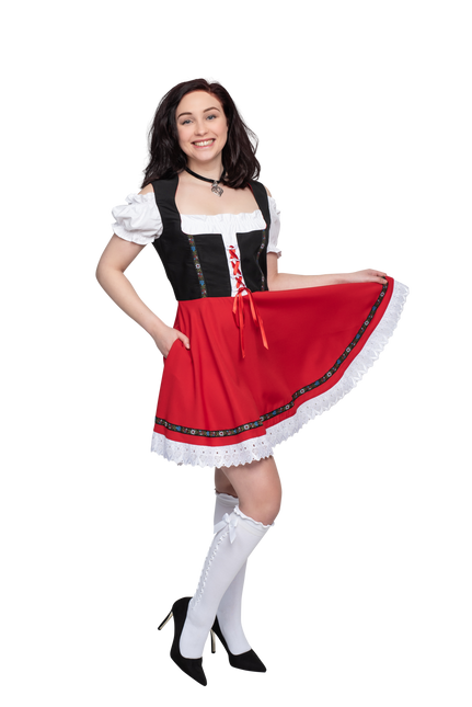 Oktoberfest Vestido Dirndl Oktoberfest Negro Rojo Señoras