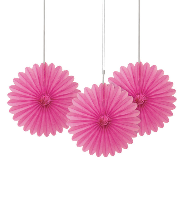 Abanicos de Papel Fucsia 15cm 3pcs