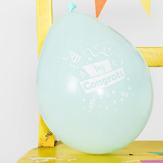 Globos Yay Congrats Coloured 23cm 8pcs