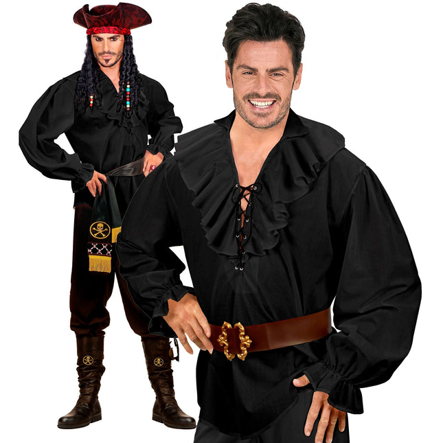 Blusa Negra Hombres Piratas/Renacimiento