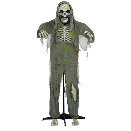 Esqueleto Muñeco Halloween Verde Con Luz Y Sonido 1,6m