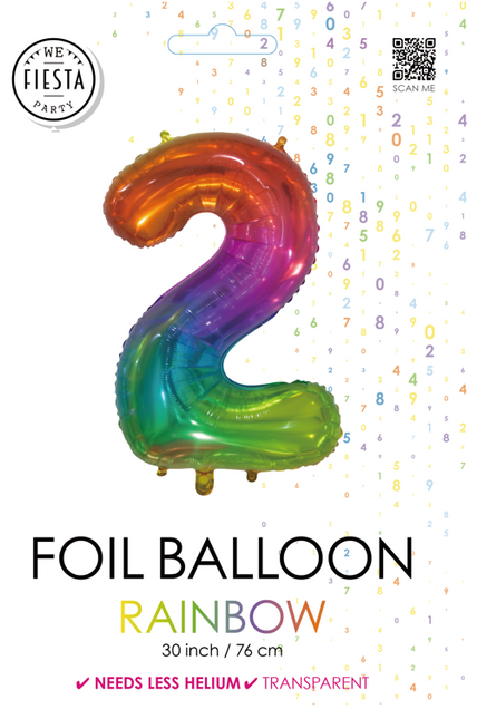 Globo de foil Figura 2 Arco Iris Transparente 66cm