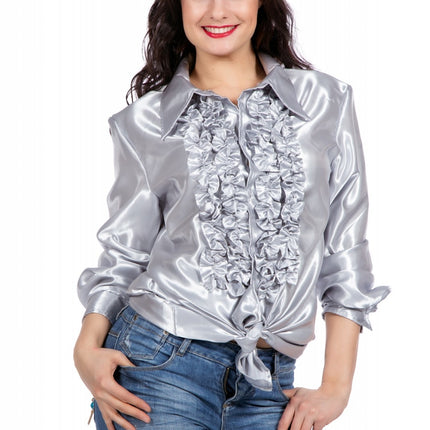 Blusa Disco Volantes Plata