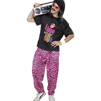 Disfraz Neon 80S Negro Rosa Hombre