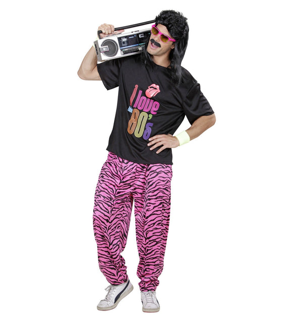 Disfraz Neon 80S Negro Rosa Hombre