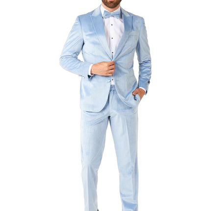 Esmoquin de terciopelo azul claro para hombre <tc>OppoSuits</tc>