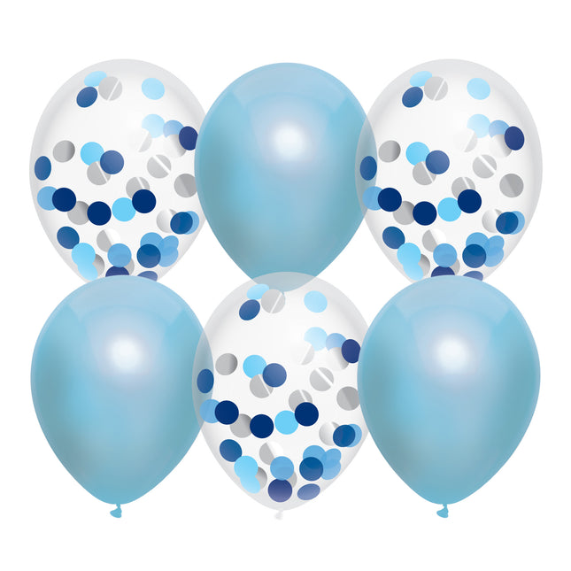 Globos Nacimiento Niño Confetti Azul 30cm 6pcs