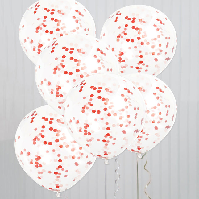 Globos Confeti Rojo 40cm 6pcs