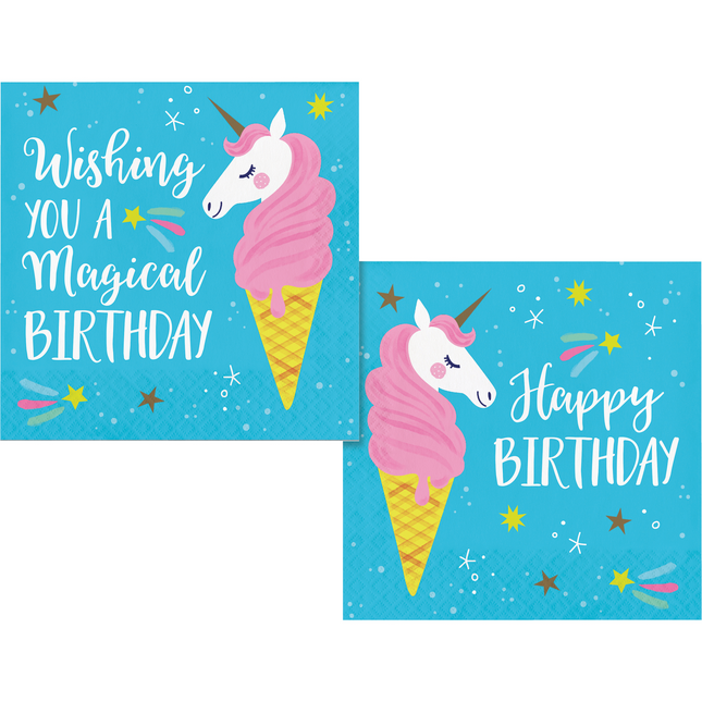 Servilletas Unicornio Feliz Cumpleaños 33cm 16pcs