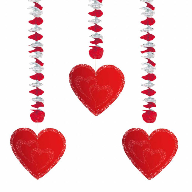 Decoración Colgante Corazones 75cm 3pcs