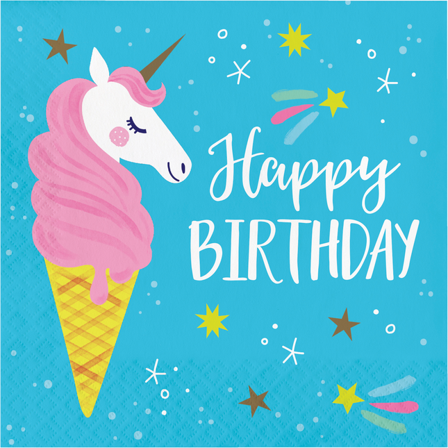 Servilletas Unicornio Feliz Cumpleaños 33cm 16pcs