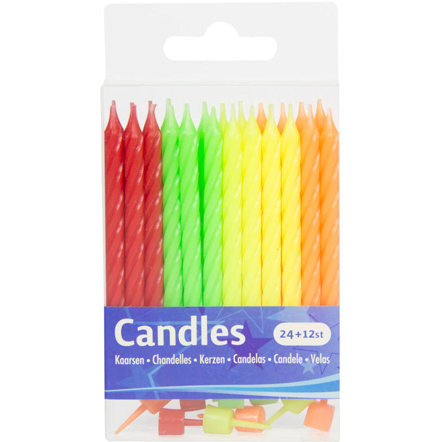 Velas de cumpleaños Neón 6cm 24pcs