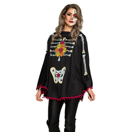 Poncho de Halloween Día de los Muertos