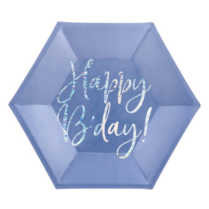 Platos Happy B'Day Azul 20cm 6pcs