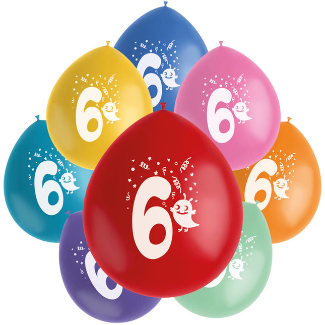 Globos 6 Años Coloreados 23cm 8pcs