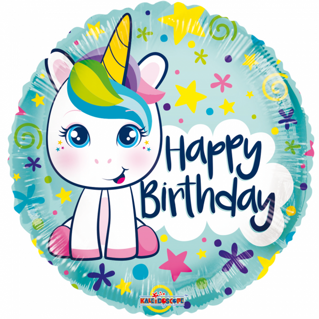 Globo de Helio Feliz Cumpleaños Unicornio 45cm vacio