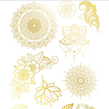 Tatuajes Falsos de Oro Henna 12pcs