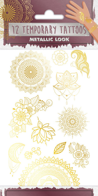 Tatuajes Falsos de Oro Henna 12pcs