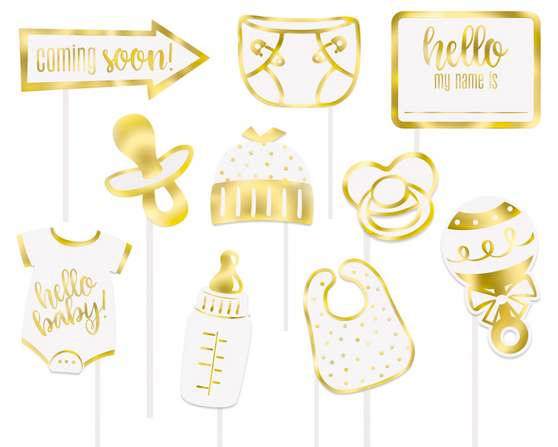 Atrezzo para fotos Baby Shower Gold 10pcs