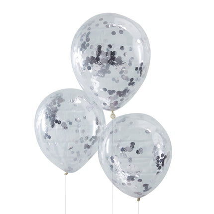 Globos Confeti Plata 30cm 5pcs