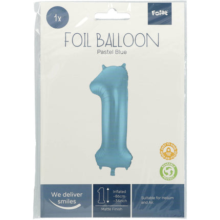 Globo Figura 1 Azul Pastel XL 86cm vacío