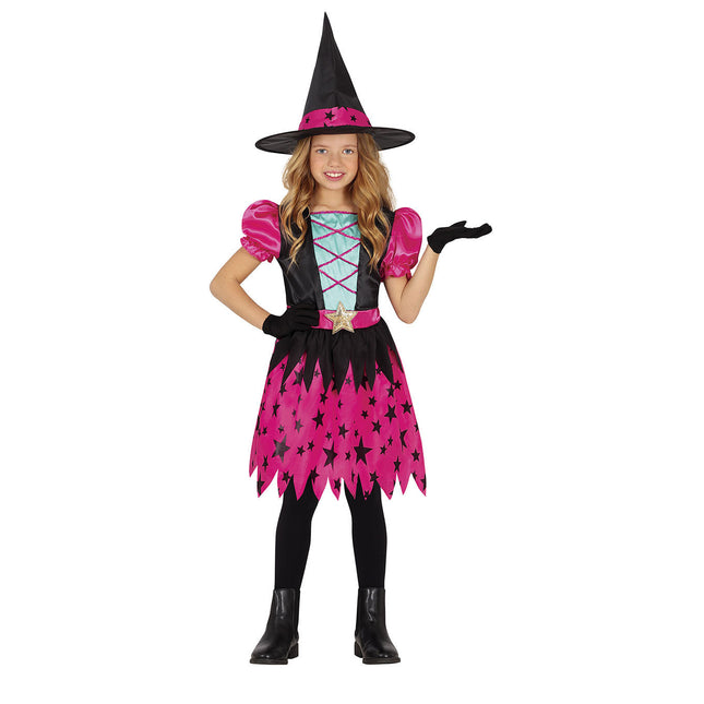 Disfraz Bruja Halloween Niña Estrella Rosa