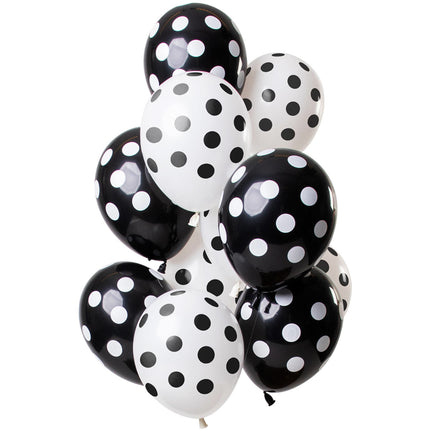 Globos Negros Lunares 30cm 12pcs