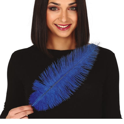 Plumas de avestruz azules 40cm 12uds.