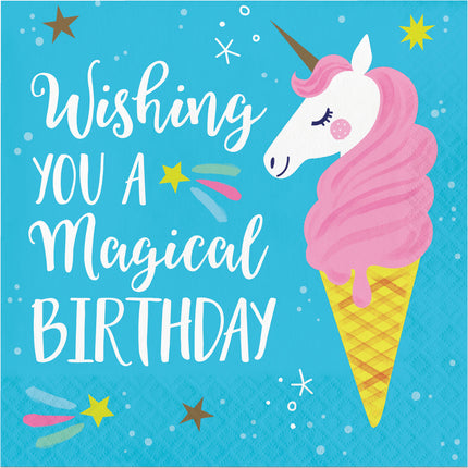 Servilletas Unicornio Feliz Cumpleaños 33cm 16pcs