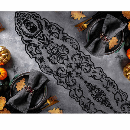 Mantel Halloween Negro Encaje 180cm