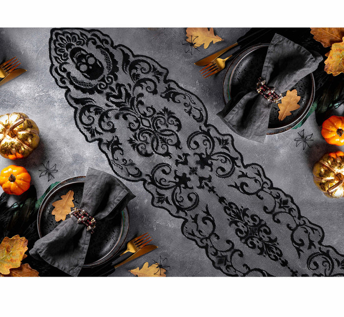 Mantel Halloween Negro Encaje 180cm