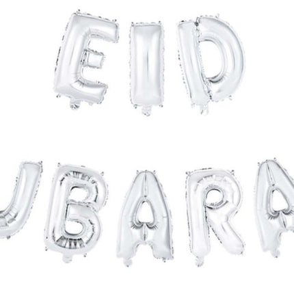 Globos Letra Eid Mubarak Plata Vacíos 41cm