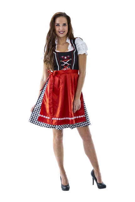 Vestido Dirndl Blanco y Negro Oktoberfest Damas A Cuadros