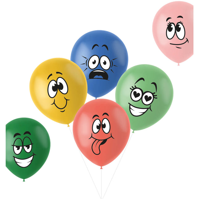 Globos Caras Divertidas de Colores 33cm 6pcs