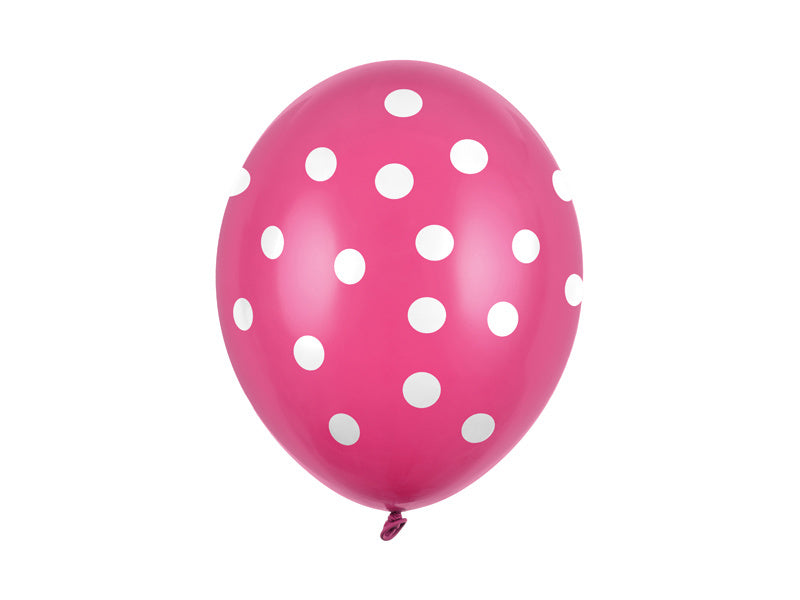 Globos Fucsia Lunares Blancos 30cm 6pcs