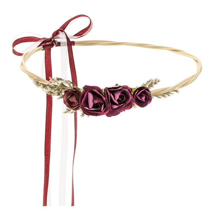 Diadema Floral Rojo Burdeos