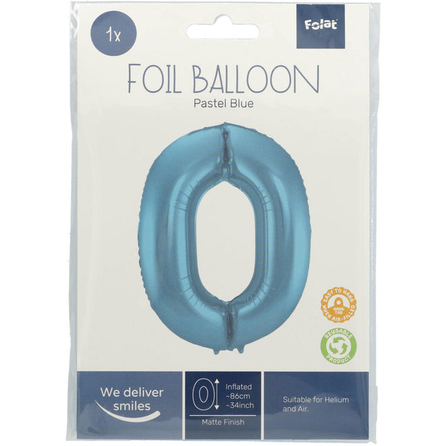 Globo Figura 0 Azul Pastel XL 86cm vacío