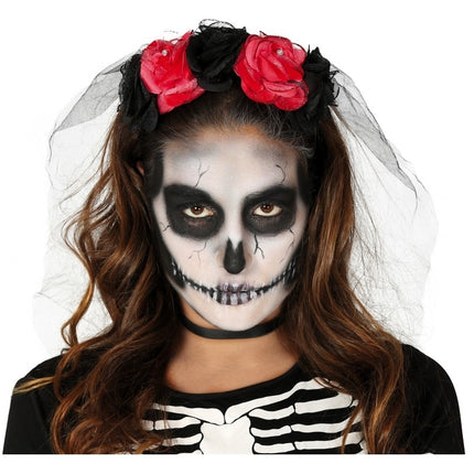 Diadema Halloween Flor Velo