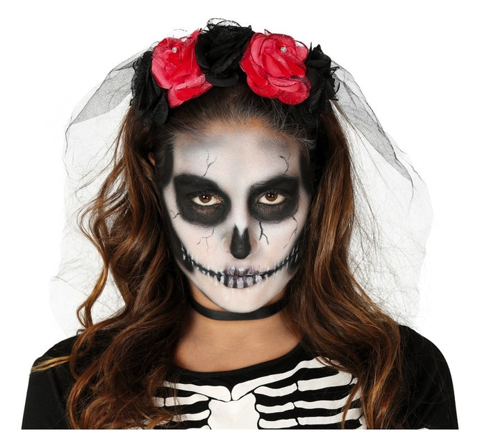 Diadema Halloween Flor Velo