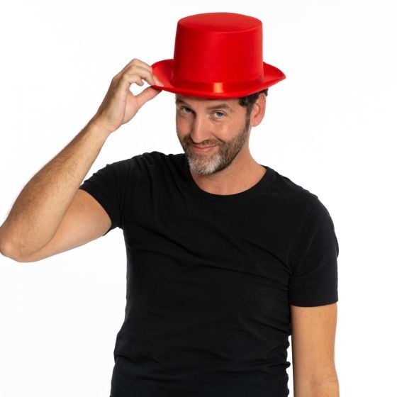 Sombrero alto rojo satinado