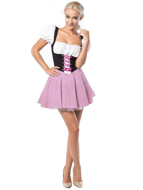 Vestido Dirndl Oktoberfest Cuadros Rosa