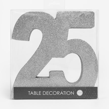 Figura Decoración Mesa Plata 25 Purpurina 20,5cm