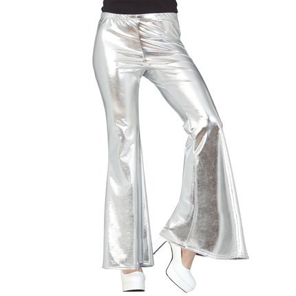 Pantalones Disco 70S Plata Mujer