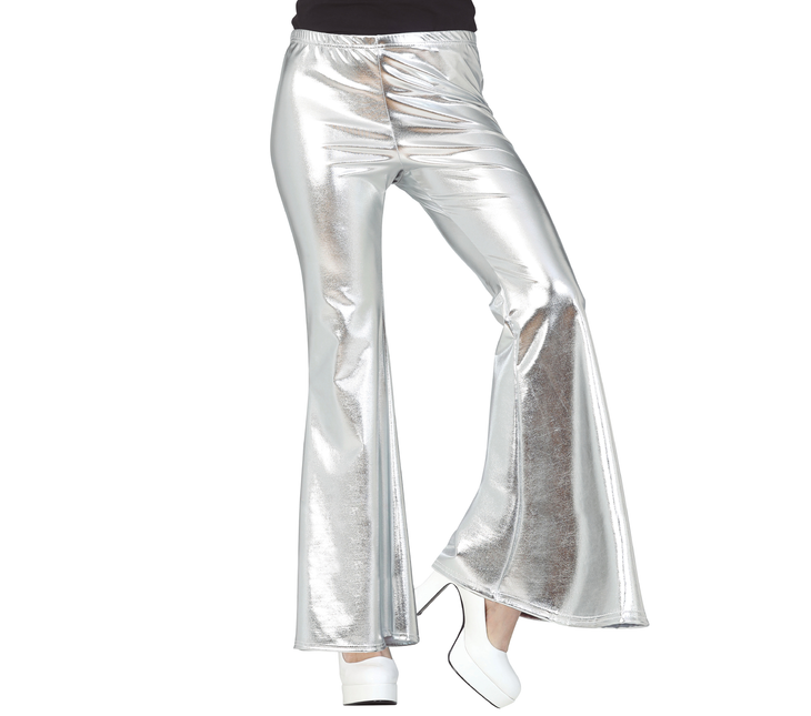 Pantalones Disco 70S Plata Mujer