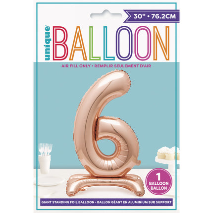 Globo Foil Figura 6 Estándar Oro Rosa 76cm