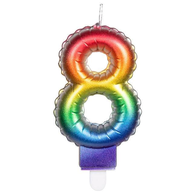 Vela Arco Iris 8 Años 8cm