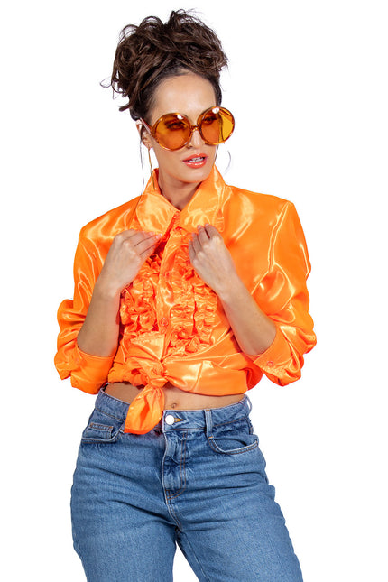 Blusa Disco Volantes Naranja Oscuro