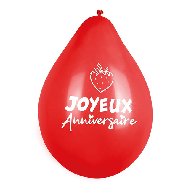 Globos Fruta Joyeux Anniversaire 25cm 6pcs